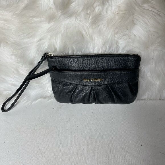 Juicy Couture black wristlet top zipper front zipper with pink lining . - Picture 3 of 10